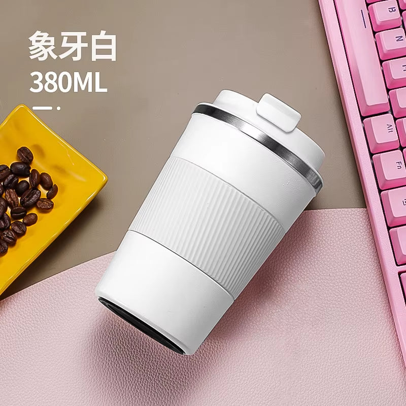 380ml Insulated Travel Coffee Mug with Leakproof Lid - Vacuum-Sealed Stainless Steel Double-Walled Thermal Car Tumbler