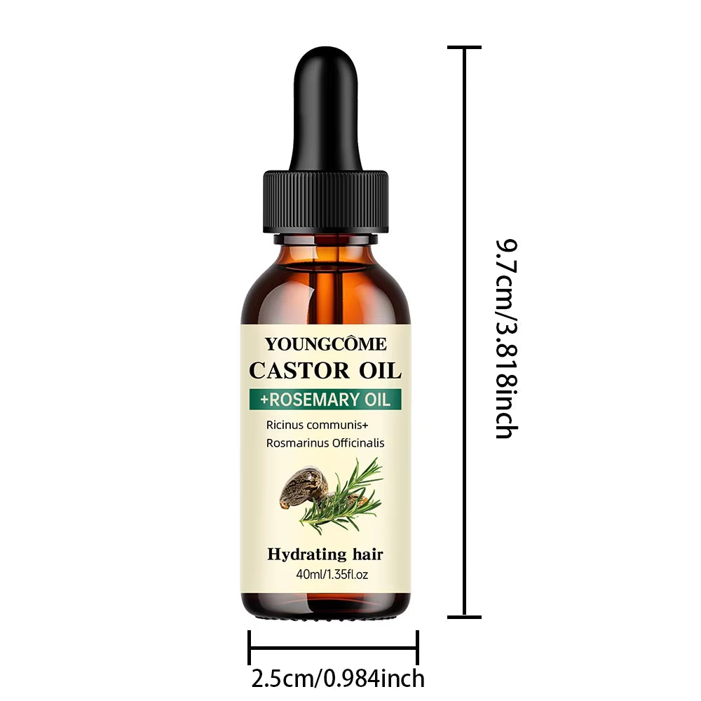 Castor Oil and Rosemary Oil Blend for Improved Hair Growth, Thickness, and Luster - Minimizes Hair Loss and Split Ends