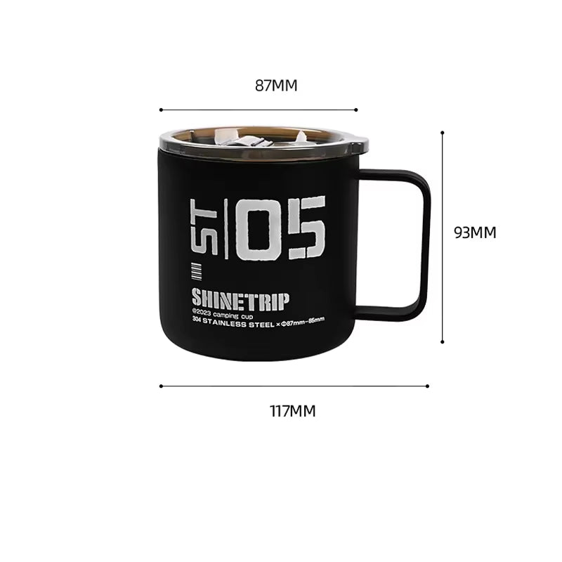 Shinetrip 350ML Double-Layer Insulated Stainless Steel Mug for Outdoor Camping and Hiking, Waterproof and Heat-Resistant