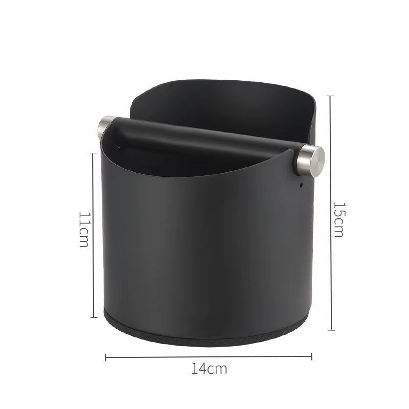 Round Square Stainless Steel Coffee Grounds Knock Box Bucket with Removable Knock Bar and Non-Slip Base Accessories