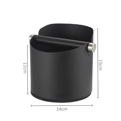 Round Square Stainless Steel Coffee Grounds Knock Box Bucket with Removable Knock Bar and Non-Slip Base Accessories