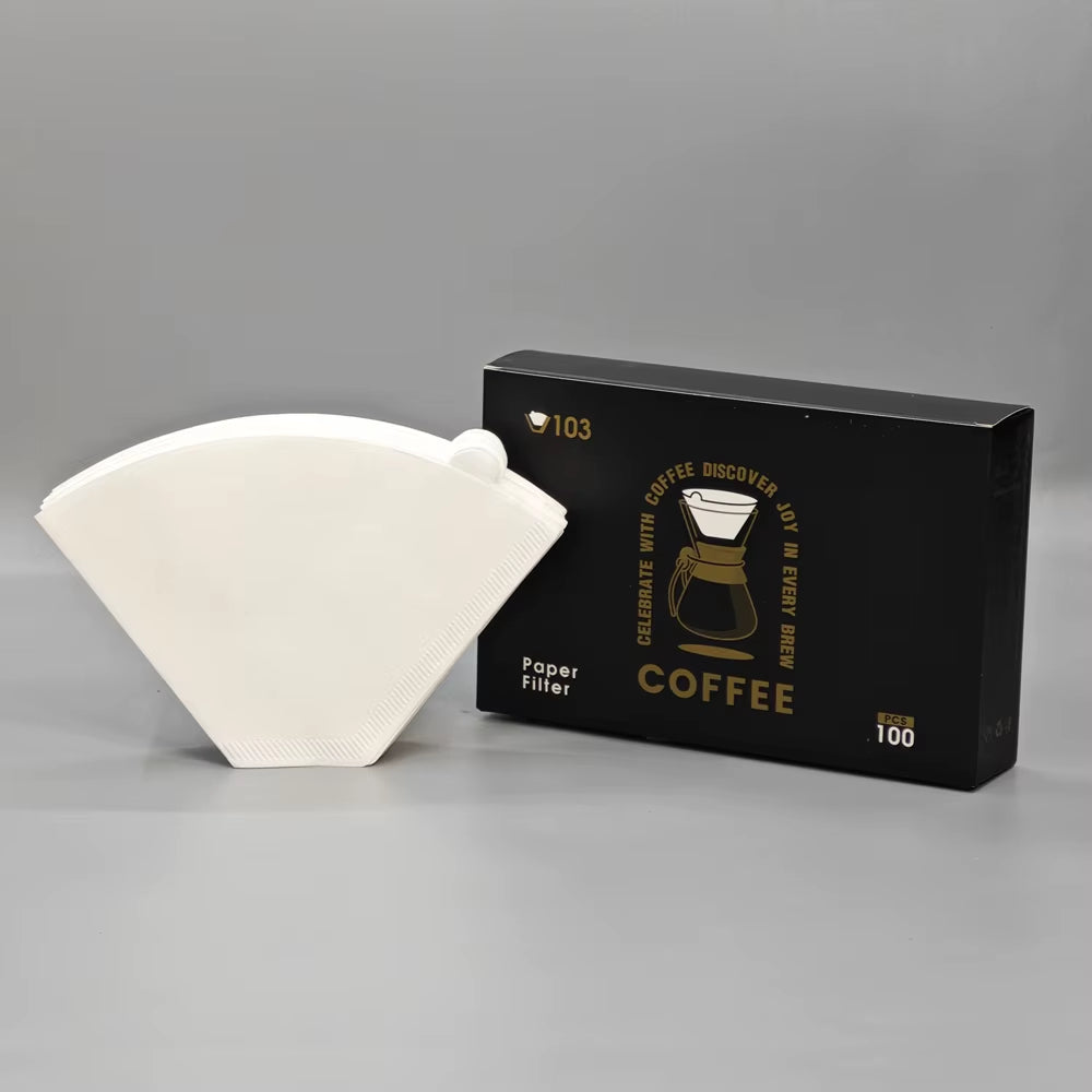 Flat Bottom Origami Drip Coffee Filter Paper for Optimal Extraction, 100 Pieces per Pack