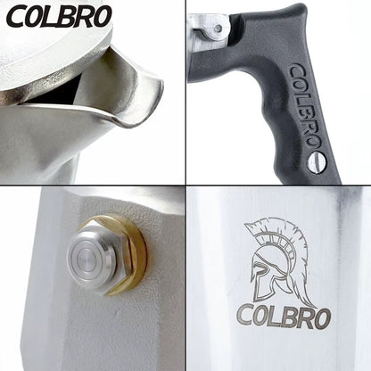 COLBRO Stainless Steel Portable Moka Pot Coffee Maker Set with Dosing Ring Funnel & Tamper All-In-One Home Barista Espresso Kit