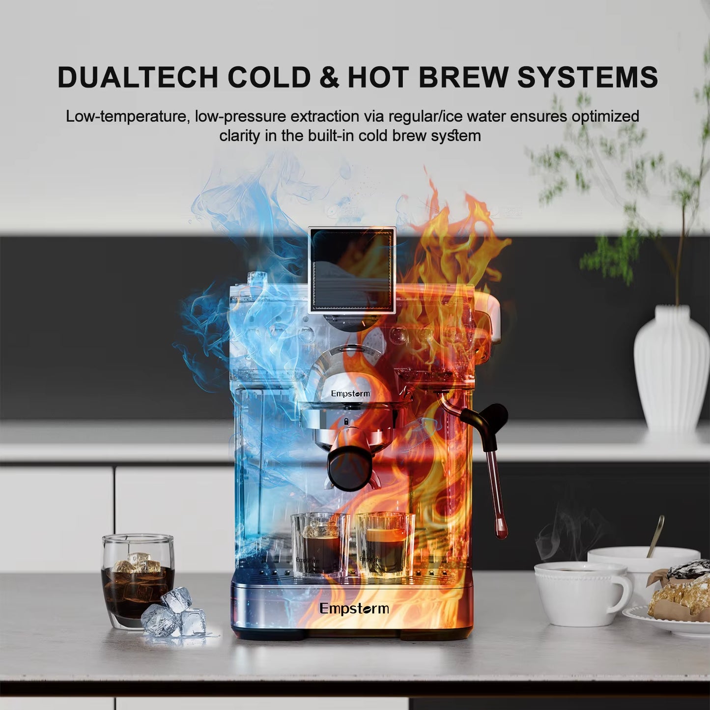 CB2 Aluminum Electric Semi-Automatic Cold Brew Espresso Coffee Maker with Temperature Control for Portable Hotel Use