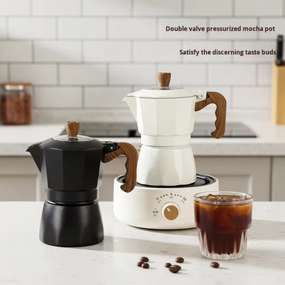Moka Pot with Double Valves Set Small Extractor Hand Brew Coffee Pot Set Italian Coffee Outdoor Electric Pottery for Coffee Shop