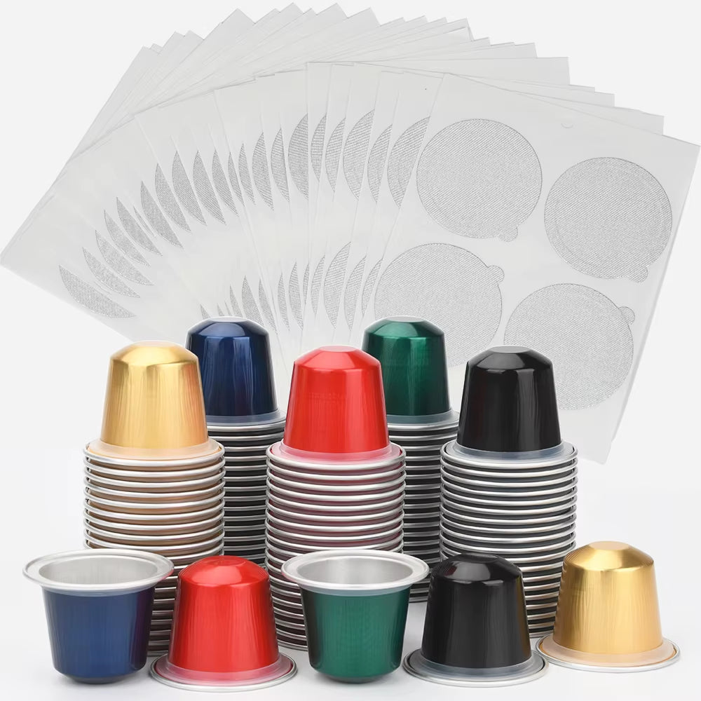 100-Pack Disposable Fillable Aluminum Foil Coffee Pods Compatible with Original Line Espresso Machines
