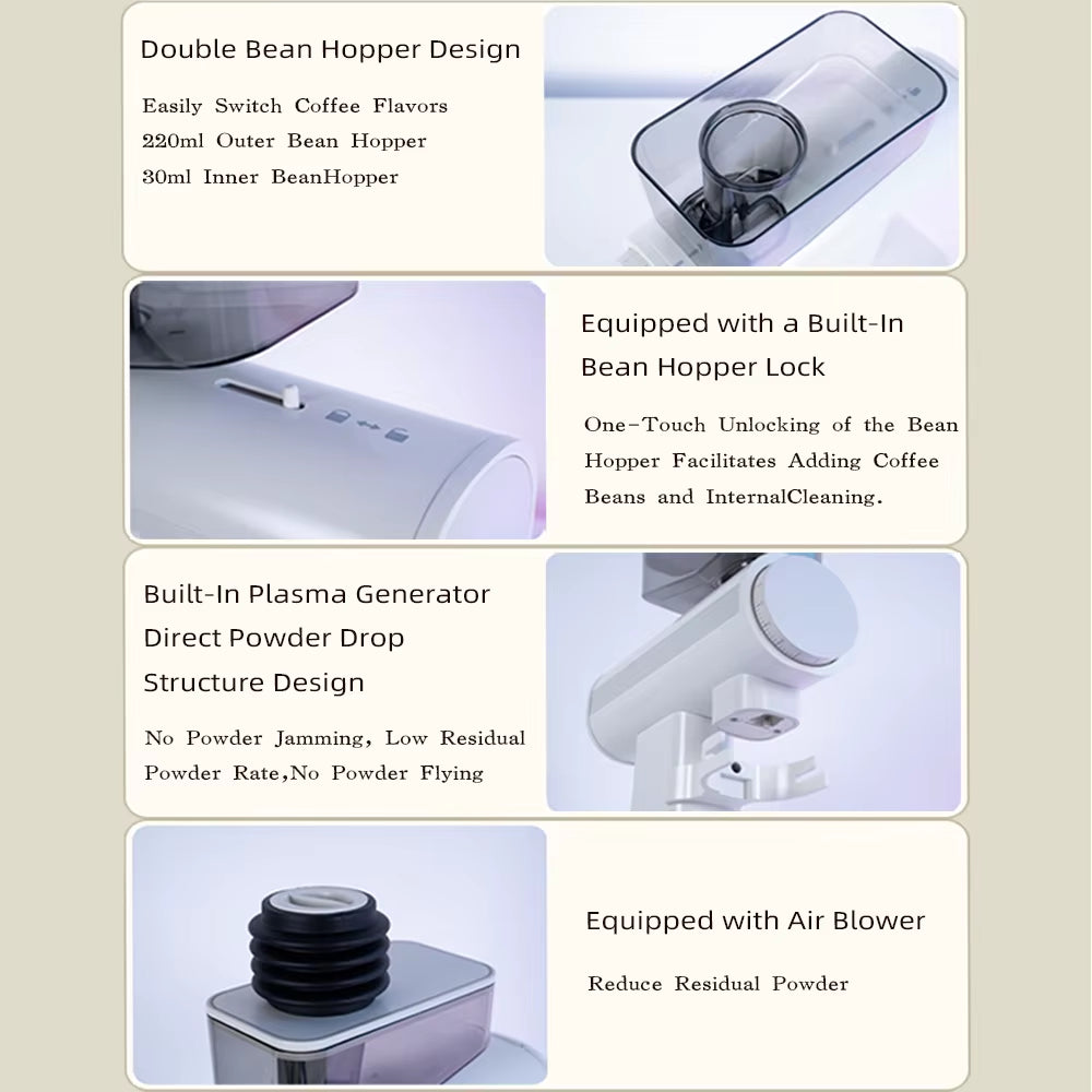 Professional Electric Coffee Grinder 64Mm Espresso Burr Grinder Low Retention Plasma Anti-Static
