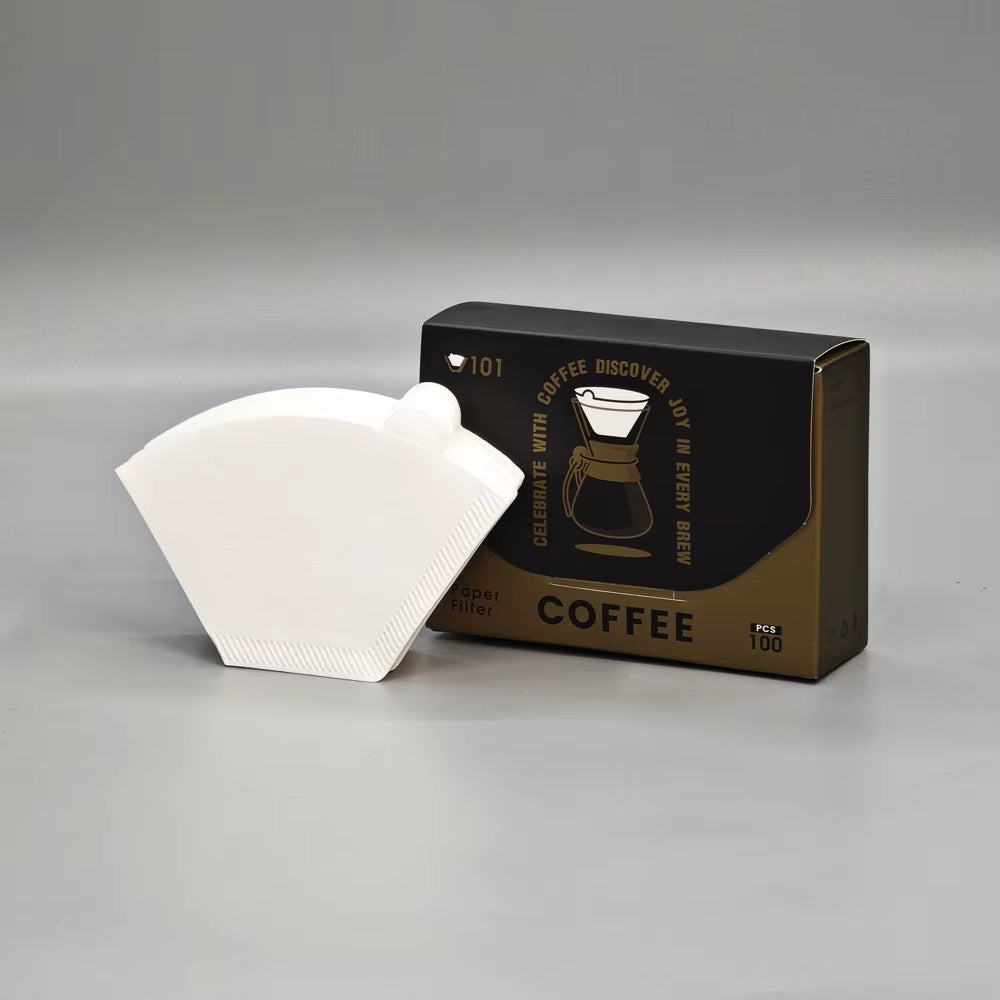 Flat Bottom Origami Drip Coffee Filter Paper for Optimal Extraction, 100 Pieces per Pack
