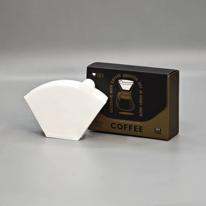 Flat Bottom Origami Drip Coffee Filter Paper for Optimal Extraction, 100 Pieces per Pack