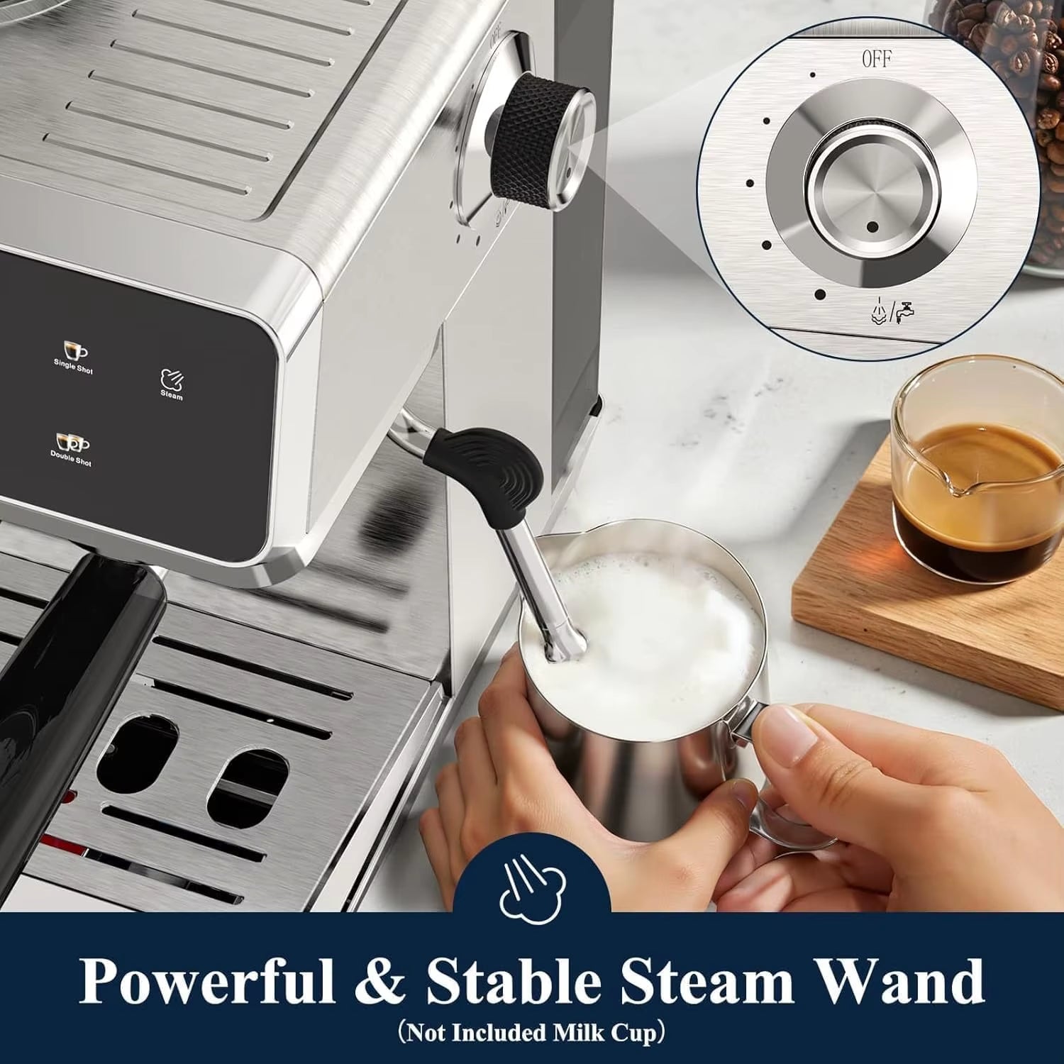 CAFELFFE MK-903 Espresso Machine with Integrated Grinder, Milk Frother, Cold Extraction, Touchscreen Control, 1500W - Ideal for Home and Office Use