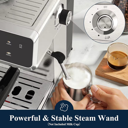 CAFELFFE MK-903 Espresso Machine with Integrated Grinder, Milk Frother, Cold Extraction, Touchscreen Control, 1500W - Ideal for Home and Office Use