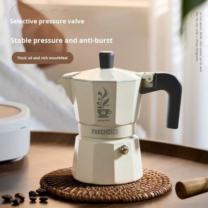 Aluminum Alloy Moka Pot Double Valve Coffee Maker Handheld Portable Mini Moka Pot for Brewing Coffee