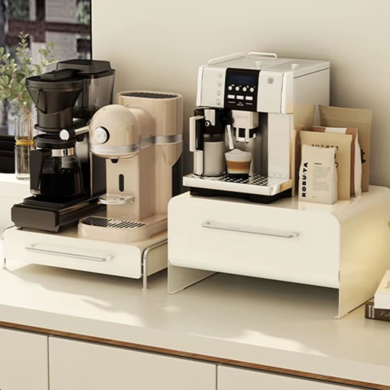 Metal Coffee Machine Stand with Cup Holder and Sugar Box Rack for Living Room and Desktop Storage Solutions