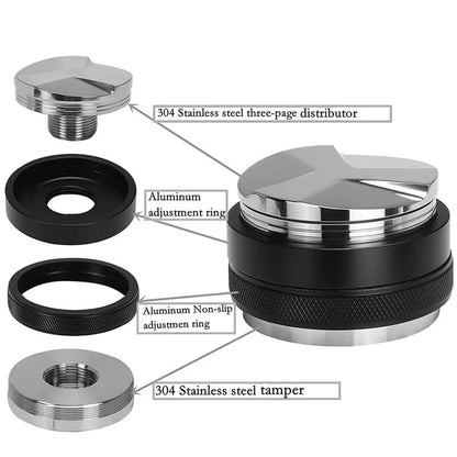 Coffee Distributor Stainless Steel Dual Head Coffee Tamper Adjustable Depth Espresso Hand Coffee Tamper Machine Pressing Tool