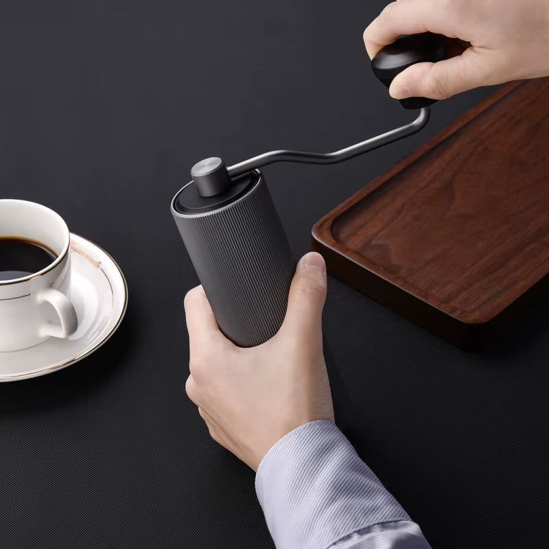 Stainless Steel Manual Coffee Bean Grinder with Adjustable Burr Settings for Commercial Use