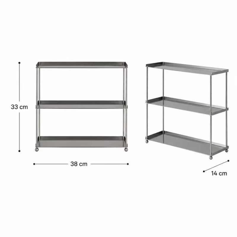 Contemporary Stainless Steel 3-Tier Coffee Mug Rack - Durable Countertop Cup Storage Shelf for Kitchen and Coffee Bar (38x14x33 cm)