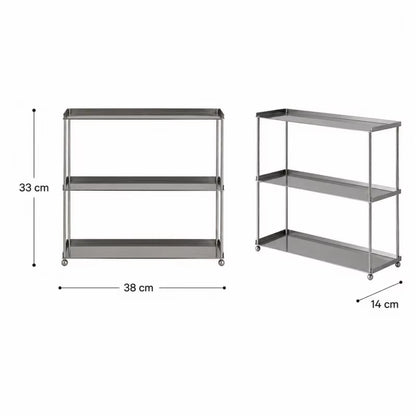 Contemporary Stainless Steel 3-Tier Coffee Mug Rack - Durable Countertop Cup Storage Shelf for Kitchen and Coffee Bar (38x14x33 cm)