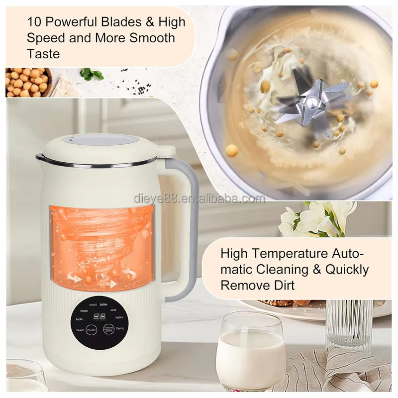 Electric Nut & Soy Milk Maker Corn Beverage Machine Stainless Steel Touchpad Control Automatic Hotel Household Use Food Blender