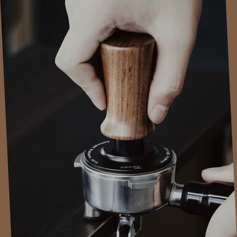 BEARR Coffee Tamper Double Spring Coffee Powder Walnut Handle Constant Pressure Springcoffeetamper 51/53/53.7/58.35 Barista Tool