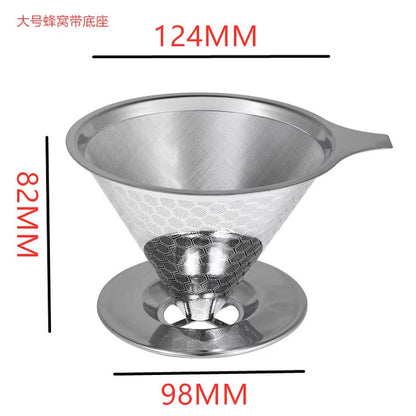 Portable American-Style Stainless Steel Coffee Filter Pour-Over Funnel with Reusable Mesh Basket - 300ml Capacity for Drip Tea Brewing in the Kitchen