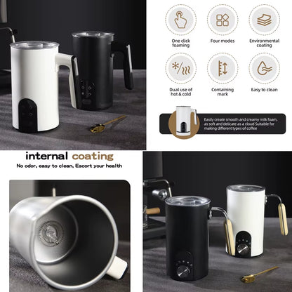 350ML Milk Steamer Dual Use Automatic Cold Foam Maker Espresso Barista Tools 4 Modes Electric Coffee White Milk Frother Machine