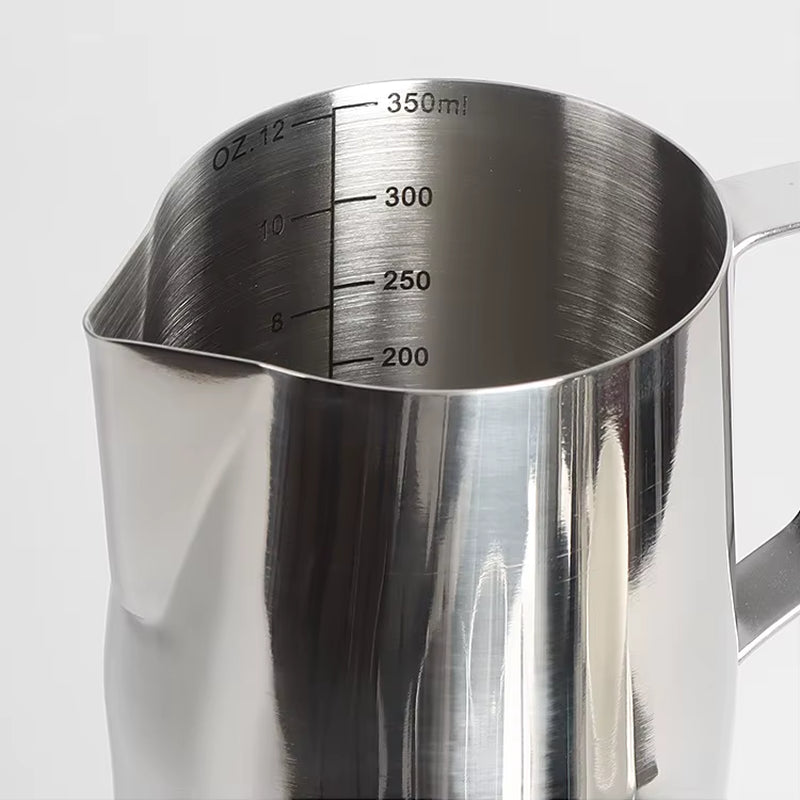 Stainless Steel Milk Frothing Pitcher with Precision Spout - Professional Grade Measuring Cup for Coffee Art
