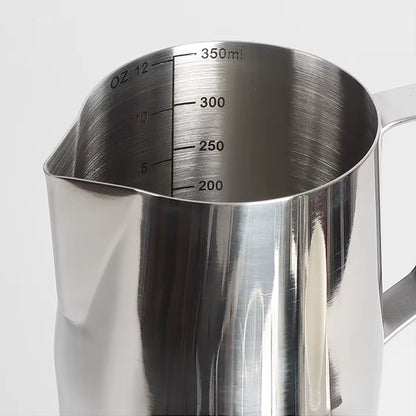 Stainless Steel Milk Frothing Pitcher with Precision Spout - Professional Grade Measuring Cup for Coffee Art