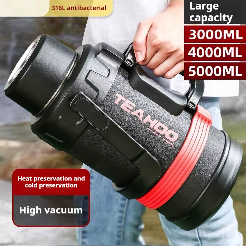 5000ml (169oz) High-Capacity Vacuum Flask - 316L Stainless Steel Thermal Jug for Outdoor Camping