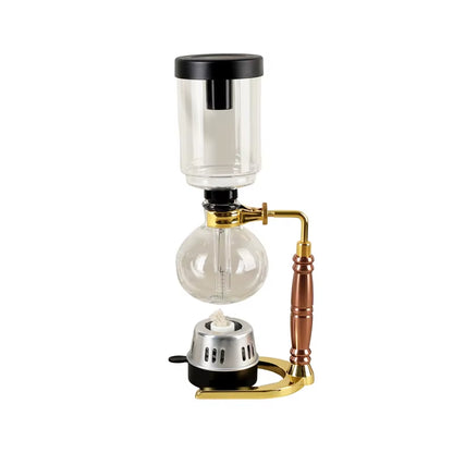 Modern Minimalist Filter-Free Siphon Coffee Maker Home-Use Brewing Set Transparent Glass Stainless Steel Components 3/5 Cup