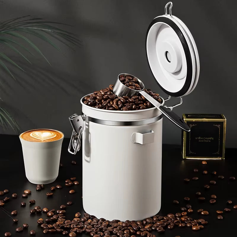 Airtight Stainless Steel Food Storage Canisters for Coffee, Tea, Flour, Cereal, and Sugar with Scoop and Date Tracker