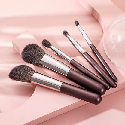 Premium Mini Coffee Makeup Brush Set with Goat Hair in Travel Bag - Fluffy Facial Brushes from Private Label Factory for Direct Wholesale Supply