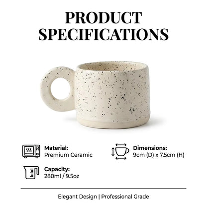 Bloomsip Nordic Speckled Ceramic Funny Coffee Cups Ring Handle Ink Dot Porcelain Food Grade Mug Wholesale Custom Logo Aesthetic