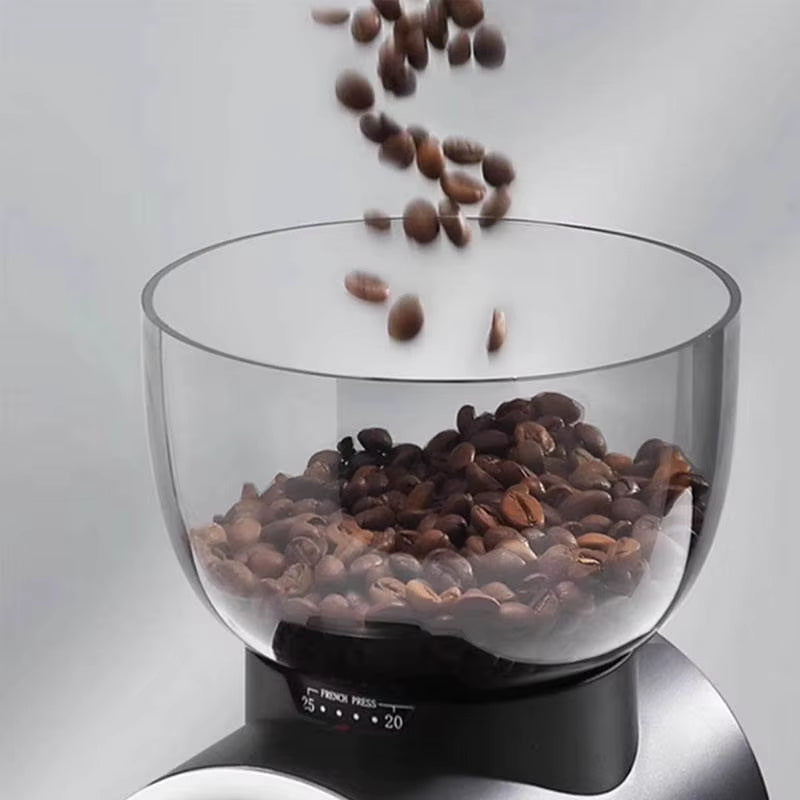 Electric Coffee Bean Grinder - Adjustable Fineness Mill for Espresso and Pour-Over Brewing, Compact Design for Home Use