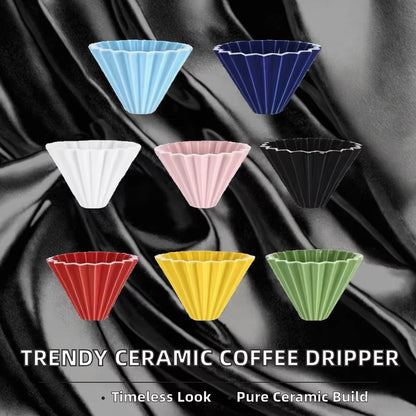 JDJ Classic Multifunctional Portable Eco-Friendly Ceramic Bone China Reusable Coffee Origami Filter