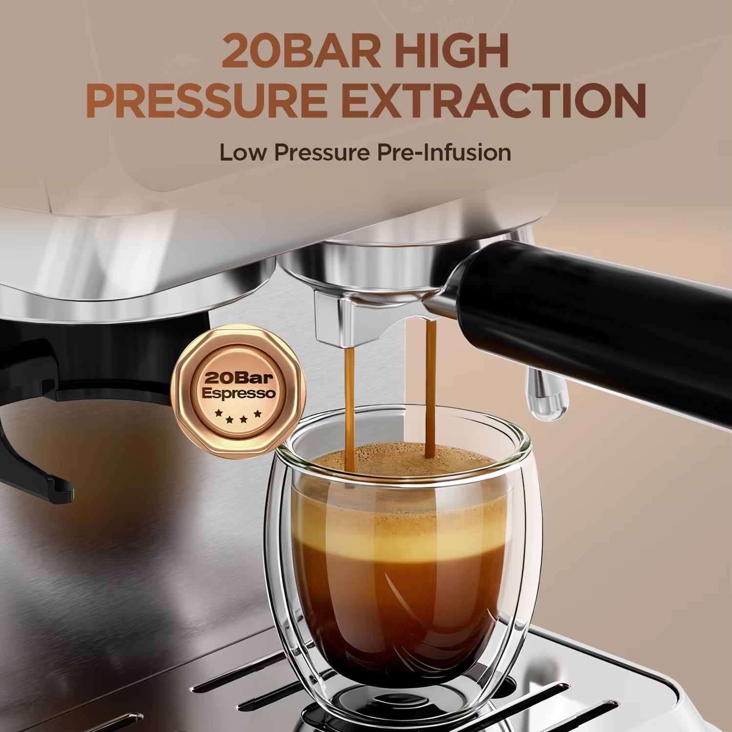 Professional All-In-One Stainless Steel Semi-Automatic Espresso Machine with 20 Bar Pressure and Hot Water System for Home and Office Use