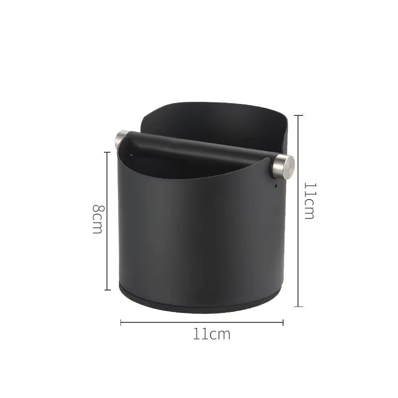 Round Square Stainless Steel Coffee Grounds Knock Box Bucket with Removable Knock Bar and Non-Slip Base Accessories