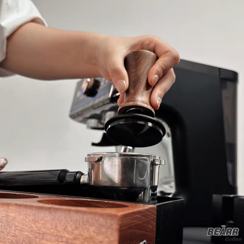 BEARR Coffee Tamper Double Spring Coffee Powder Walnut Handle Constant Pressure Springcoffeetamper 51/53/53.7/58.35 Barista Tool