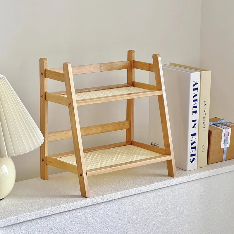2-Tier Bamboo Countertop Organizer for Coffee Cups - Elegant Storage Solution for Hospitality, Residential, and Culinary Spaces