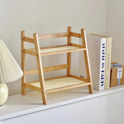 2-Tier Bamboo Countertop Organizer for Coffee Cups - Elegant Storage Solution for Hospitality, Residential, and Culinary Spaces