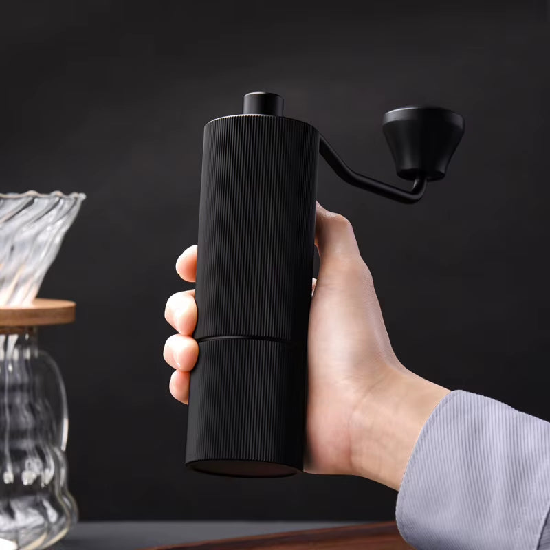 Stainless Steel Manual Coffee Bean Grinder with Adjustable Burr Settings for Commercial Use