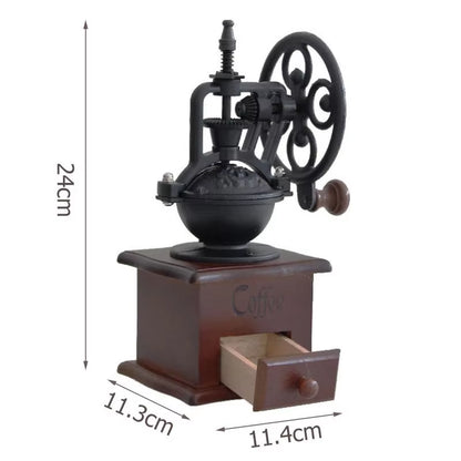 Manual Wooden Coffee Grinder - Retro Ferris Wheel Hand Crank Coffee Mill for Kitchen Use