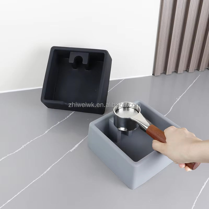 New Design Square Fully Silicone Silent Coffee Bin Coffee Knock Box for Espresso Coffee
