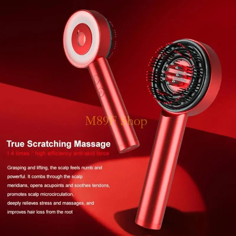 M89F Vibrating Microcurrent Scalp Massager Comb for Women - Hair Growth Stimulator and Oil Application Brush