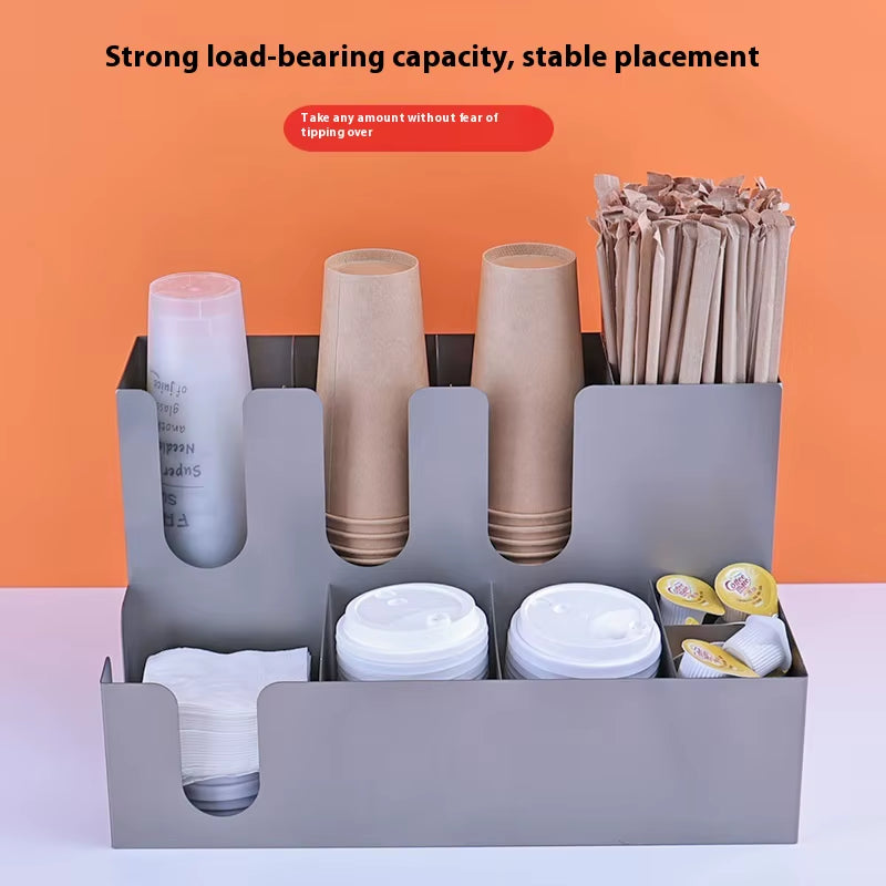 Commercial Stainless Steel Cup Divider and Storage Rack Cup Holder for Milk Tea Shop Supplies and Coffee Utensil Storage Box