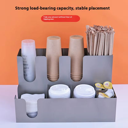 Commercial Stainless Steel Cup Divider and Storage Rack Cup Holder for Milk Tea Shop Supplies and Coffee Utensil Storage Box
