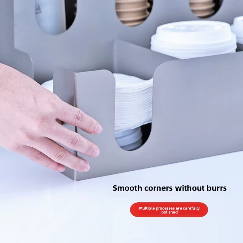 Commercial Stainless Steel Cup Divider and Storage Rack Cup Holder for Milk Tea Shop Supplies and Coffee Utensil Storage Box