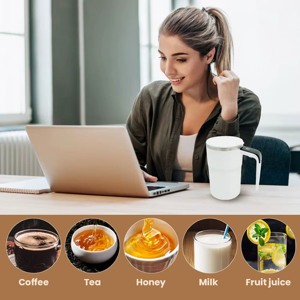 Electric Rechargeable Self-Mixing Travel Mug with USB Charging for Optimal Beverage Blending