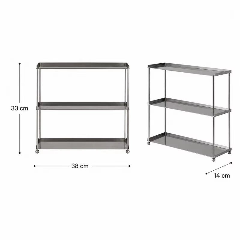 Contemporary Stainless Steel 3-Tier Coffee Mug Rack - Durable Countertop Cup Storage Shelf for Kitchen and Coffee Bar (38x14x33 cm)