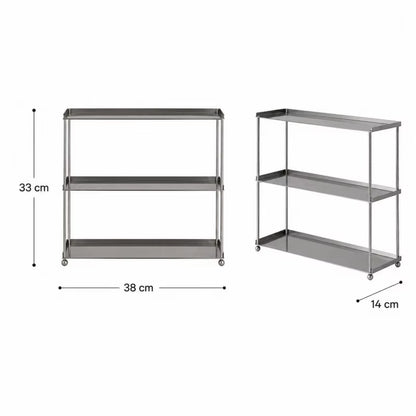 Contemporary Stainless Steel 3-Tier Coffee Mug Rack - Durable Countertop Cup Storage Shelf for Kitchen and Coffee Bar (38x14x33 cm)