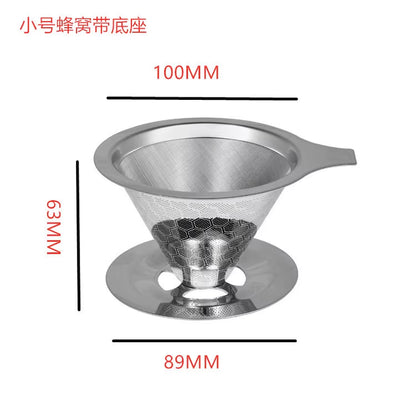 Portable American-Style Stainless Steel Coffee Filter Pour-Over Funnel with Reusable Mesh Basket - 300ml Capacity for Drip Tea Brewing in the Kitchen